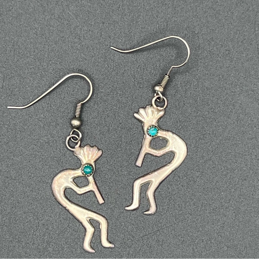 Native American Sandcast Kokopelli Earrings